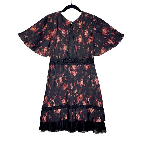 FOXIEDOX Anthropologie Biella Floral Lace Flutter Sleeve Mini Dress Size Small - Picture 15 of 15